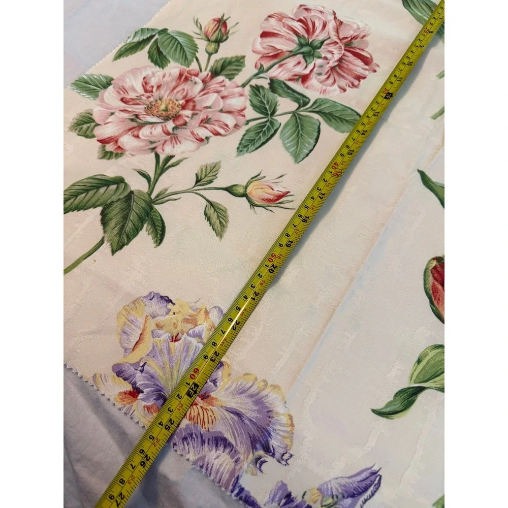 Lot of 3 floral botanical white‎ cream bkgrd design fabrics vintage new flowers